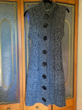 Kensie Cozy Knit Sleeveless Cardigan Vest - Charcoal. Big button detail.